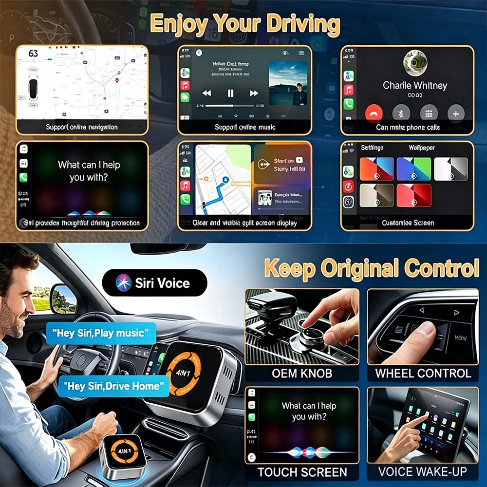 Auto-A6 Modle Wireless CarPlay/Android Auto Adapter