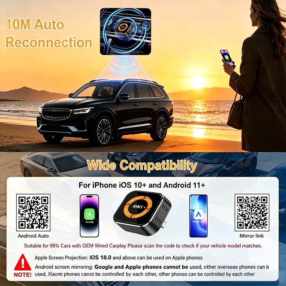 Auto-A6 Modle Wireless CarPlay/Android Auto Adapter