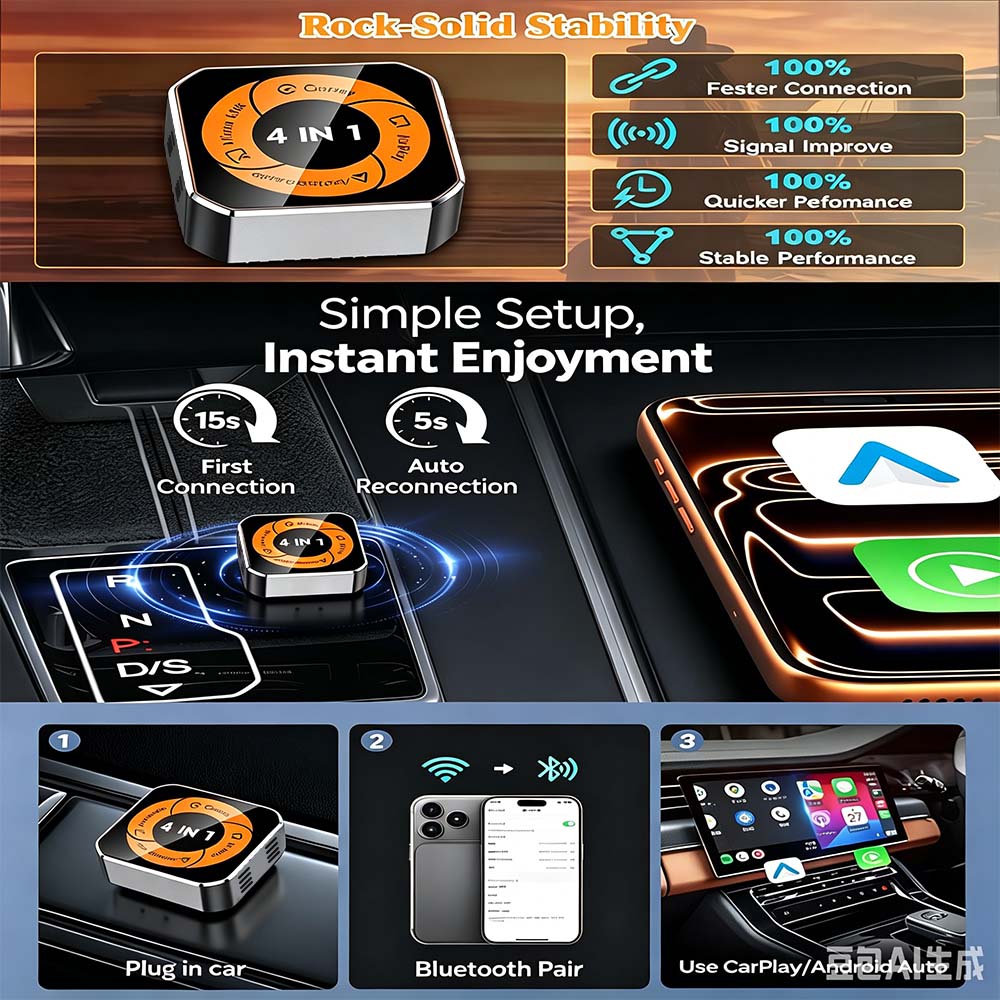 Auto-A6 Modle Wireless CarPlay/Android Auto Adapter