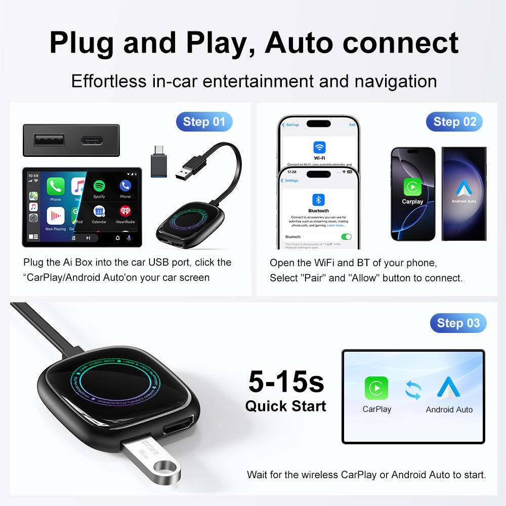 Auto-A8 Modle Wireless CarPlay/Android Auto Adapter