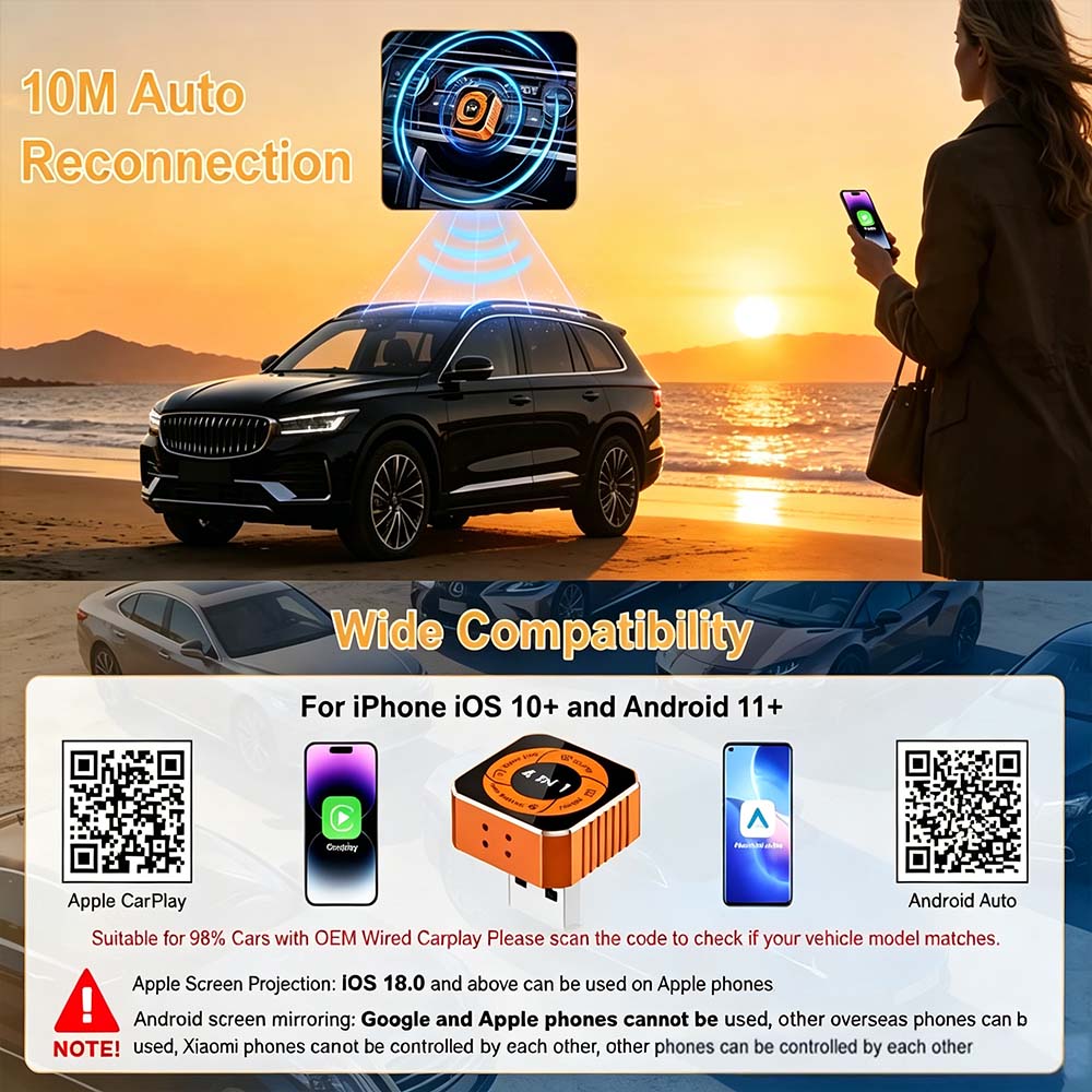 Auto-A3 Modle Wireless CarPlay/Android Auto Adapter
