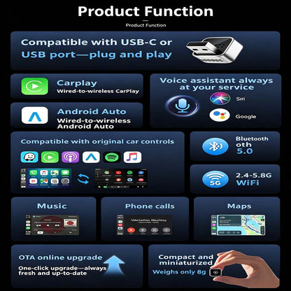 Auto-A4 Modle Wireless CarPlay/Android Auto Adapter