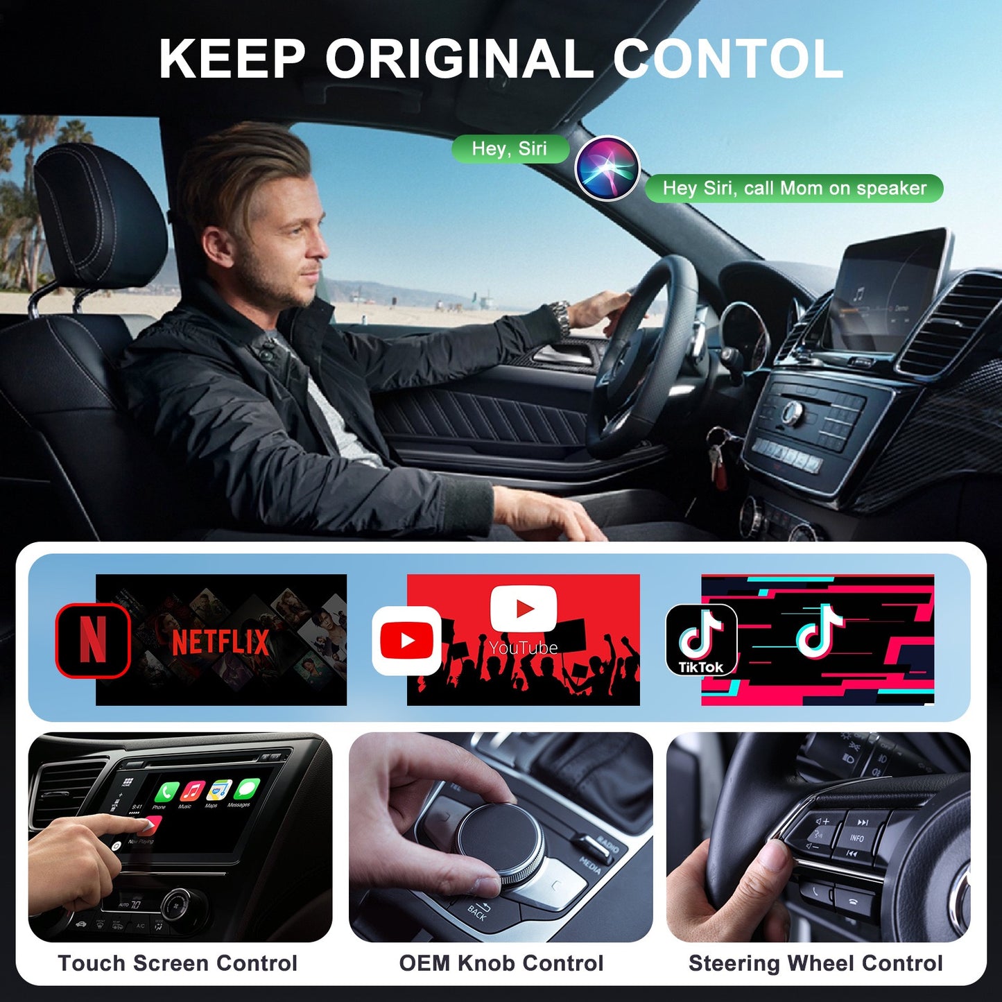 Auto-A7 Modle Wireless CarPlay/Android Auto Adapter