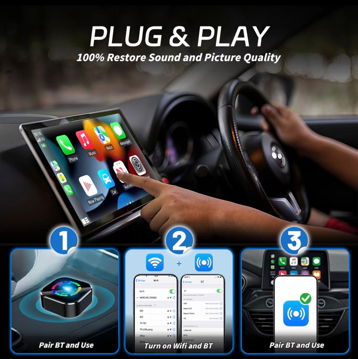 Auto-A1 Modle Wireless CarPlay/Android Auto Adapter